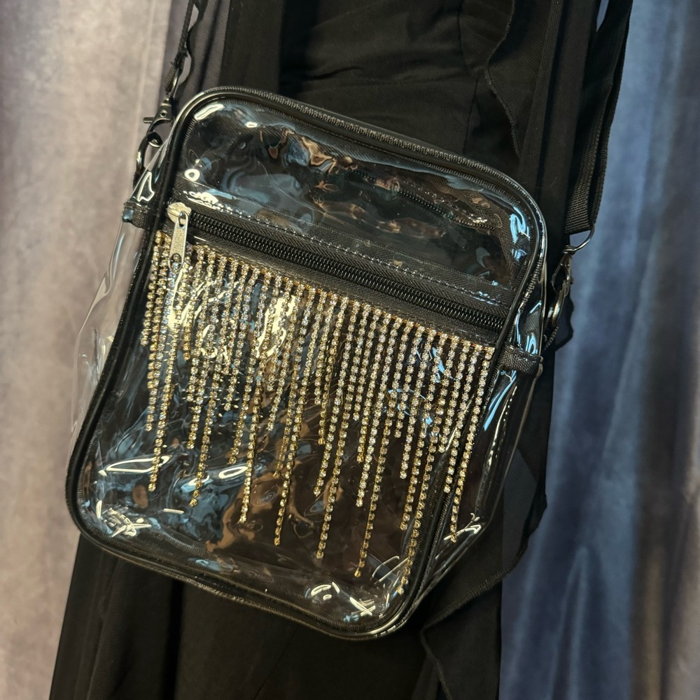 Rhinestone Clear Crossbody Handbag Shoulder Bag Stadium Approved Events Concert